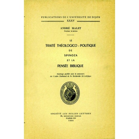 Le Traité Théologico-Politique de Spinoza et la pensée biblique 